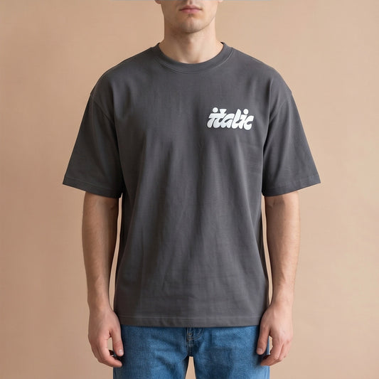 Oversize T-Shirt - Bolivar Cotton - Italic - DTF Printing - Gray