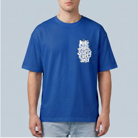 Oversize T-Shirt - Bolivar Cotton - Make Dope - DTF Printing - Blue