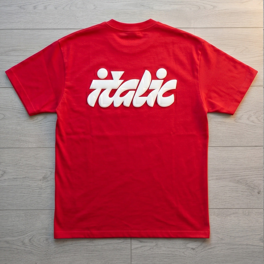 Oversize T-Shirt - Bolivar Cotton - Italic - DTF Printing - Red