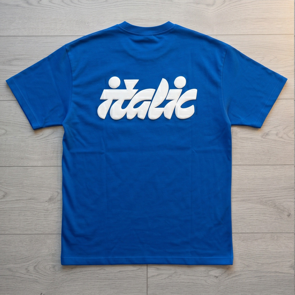 Oversize T-Shirt - Bolivar Cotton - Italic - DTF Printing - Blue