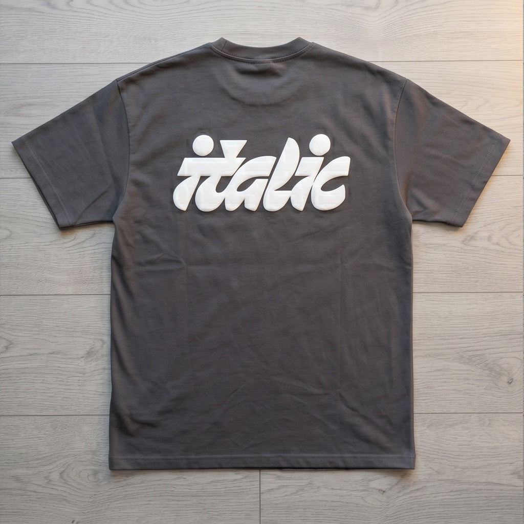 Oversize T-Shirt - Bolivar Cotton - Italic - DTF Printing - Gray