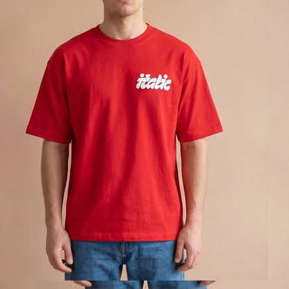 Oversize T-Shirt - Bolivar Cotton - Italic - DTF Printing - Red