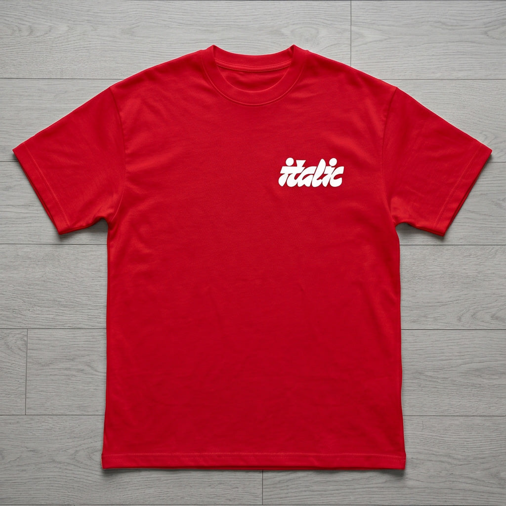 Oversize T-Shirt - Bolivar Cotton - Italic - DTF Printing - Red