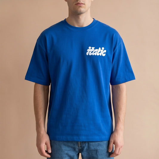 Oversize T-Shirt - Bolivar Cotton - Italic - DTF Printing - Blue