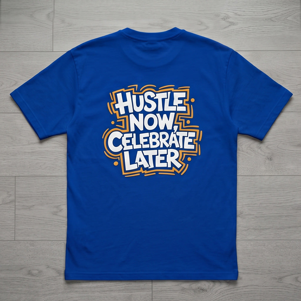 Oversize T-Shirt - Bolivar Cotton - Hustle - DTF Printing - Blue