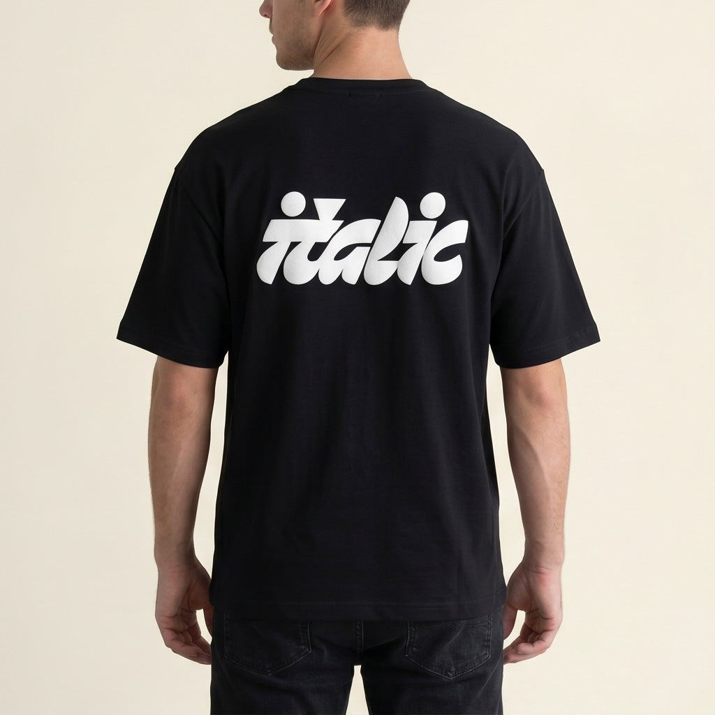 Oversize T-Shirt - Bolivar Cotton - Italic - DTF Printing - Black