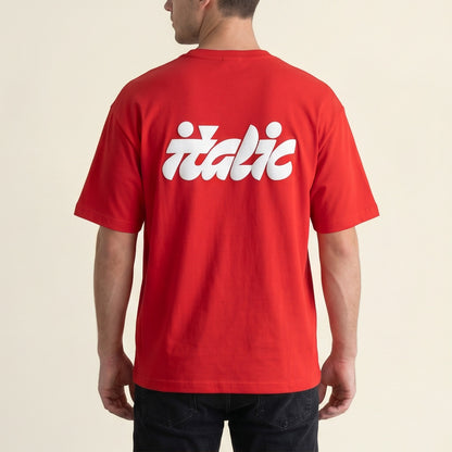 Oversize T-Shirt - Bolivar Cotton - Italic - DTF Printing - Red