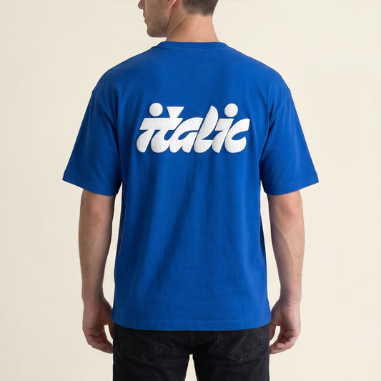 Oversize T-Shirt - Bolivar Cotton - Italic - DTF Printing - Blue