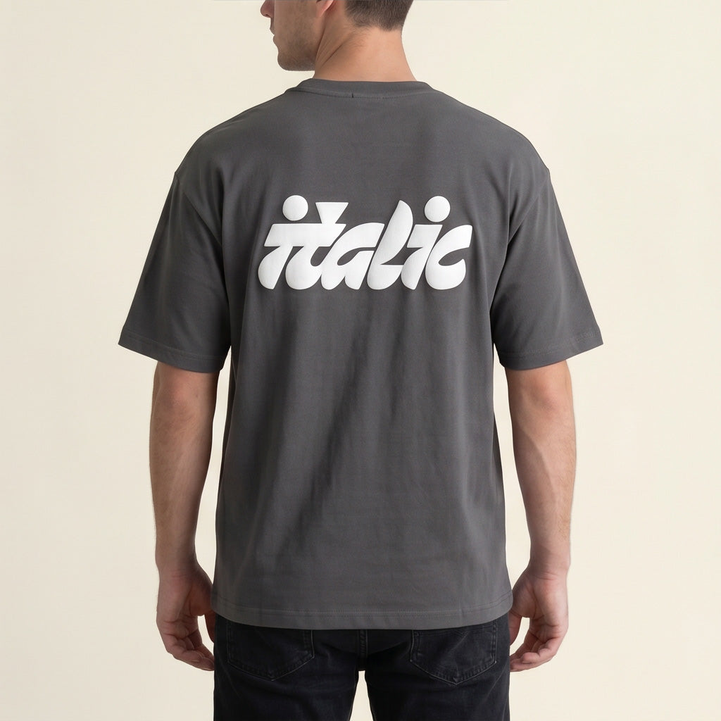 Oversize T-Shirt - Bolivar Cotton - Italic - DTF Printing - Gray