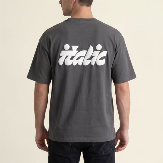 Oversize T-Shirt - Bolivar Cotton - Italic - DTF Printing - Gray