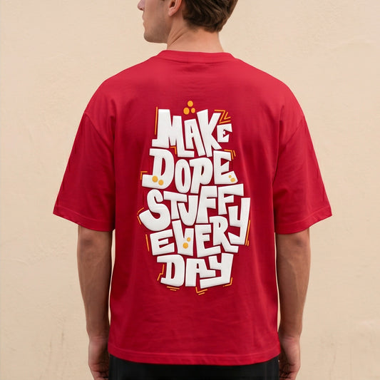 Oversize T-Shirt - Bolivar Cotton - Make Dope - DTF Printing - Red