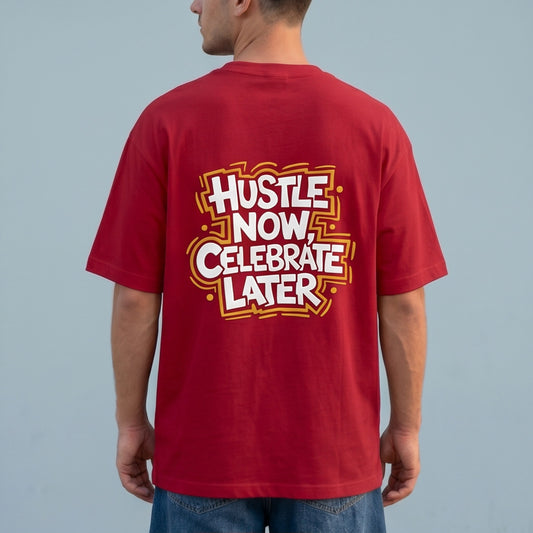 Oversize T-Shirt - Bolivar Cotton - Hustle - DTF Printing - Red