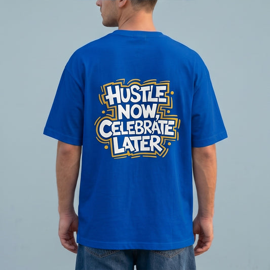 Oversize T-Shirt - Bolivar Cotton - Hustle - DTF Printing - Blue