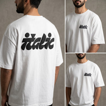 Oversize T-Shirt - Bolivar Cotton - Italic - DTF Printing - White