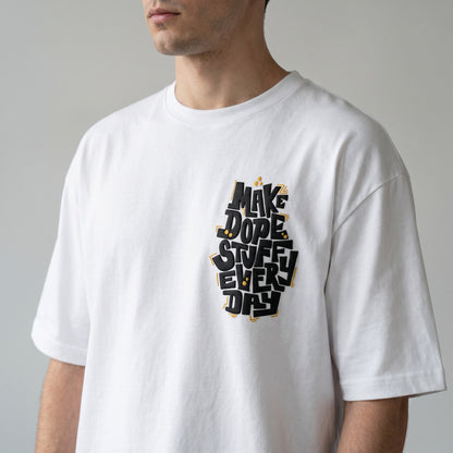 Oversize T-Shirt - Bolivar Cotton - Make Dope - DTF Printing - White
