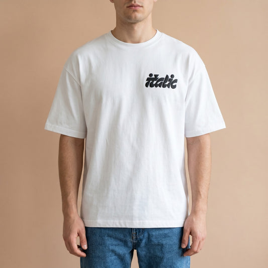 Oversize T-Shirt - Bolivar Cotton - Italic - DTF Printing - White