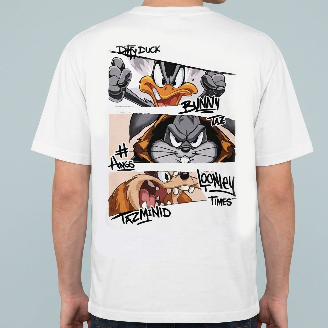 Oversize T-Shirt - Bolivar - Cotton - Looney Tunes - Buff Printing - White