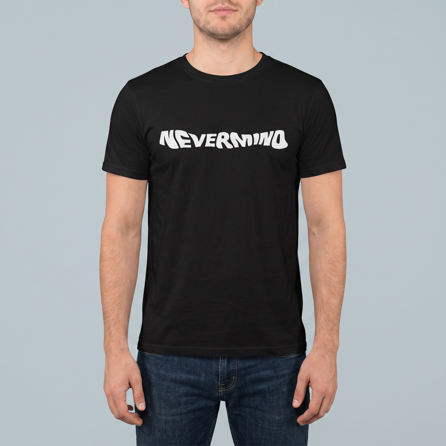 T-Shirt - Cotton - NEVERMIND - DTF Printing - Black
