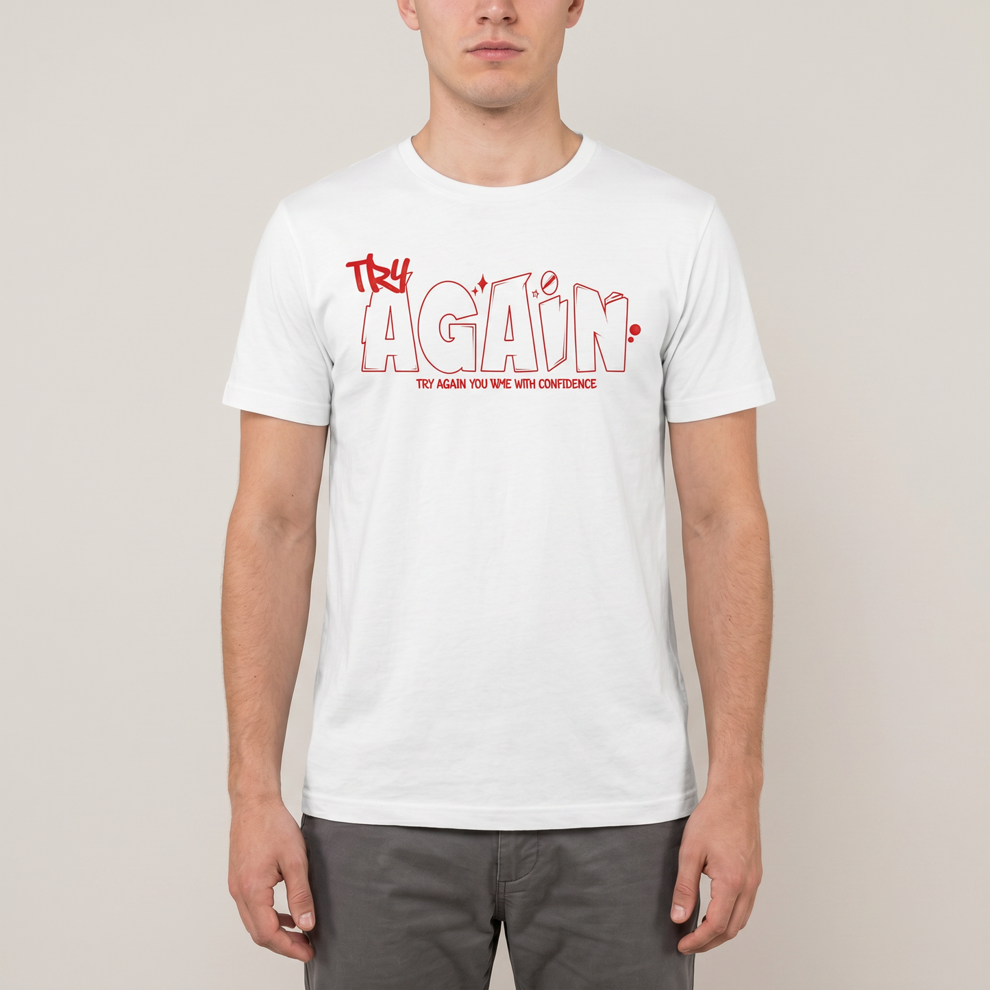 T-Shirt - Cotton - Try Again - DTF Printing - White